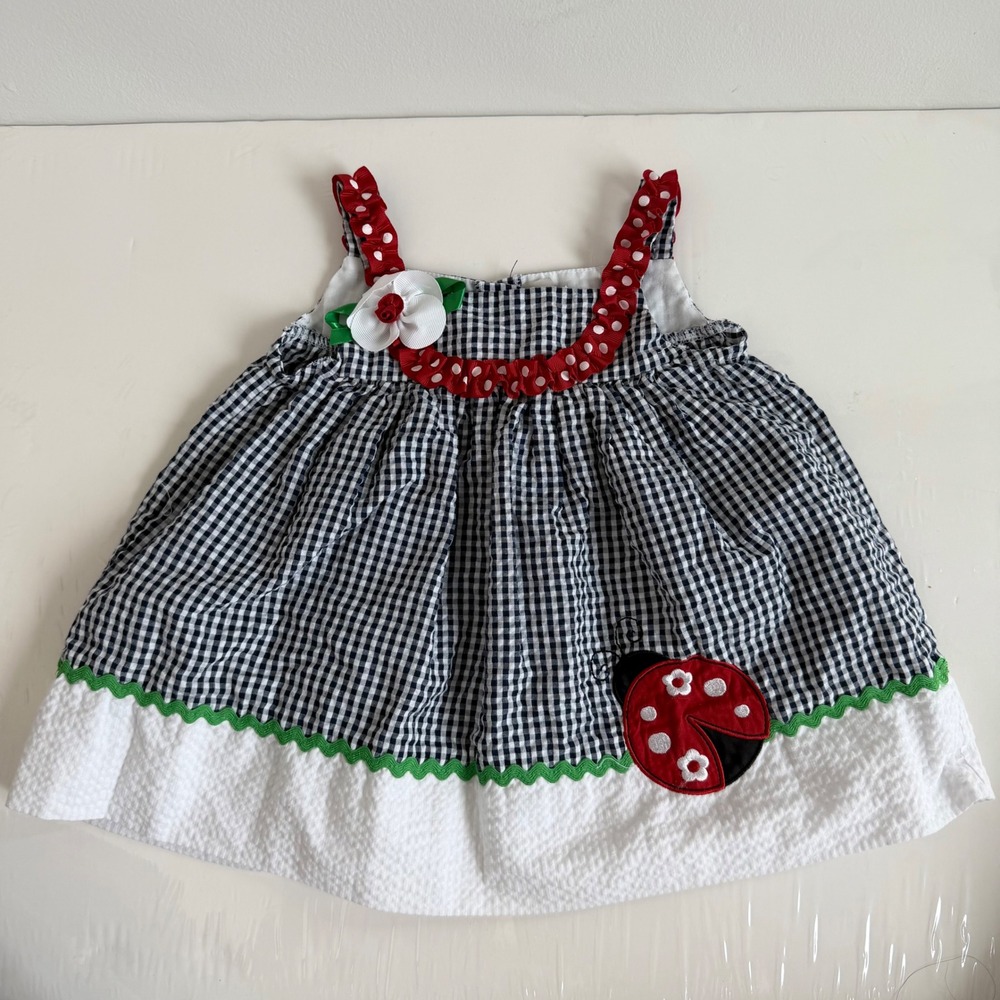 Vintage Y2K Rare Too Ladybug Seersucker Dress Size 12 Months